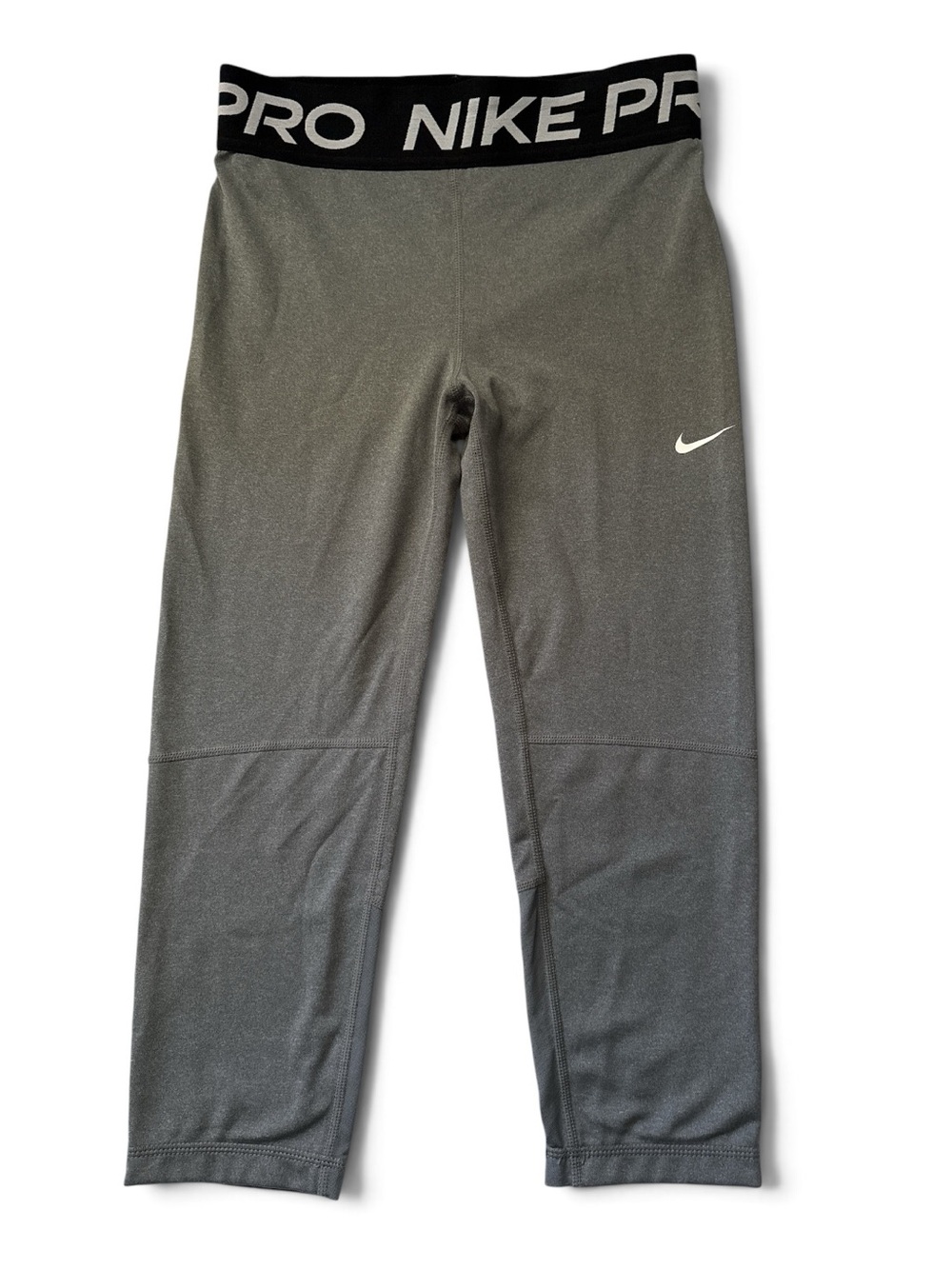 Nike Youth Gray Pro Dri-FIT Leggings with Black Waistband